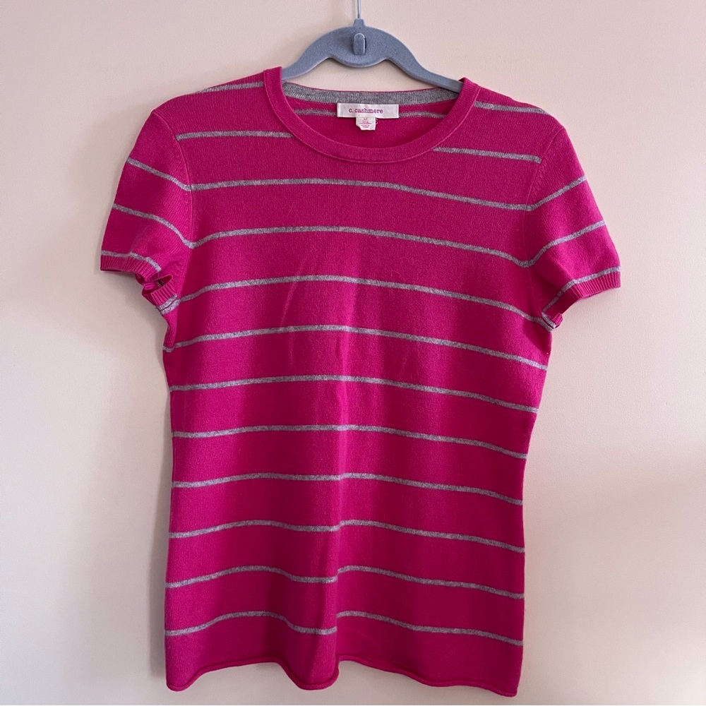 C.cashmere short sleeve sweater, hot pink, M